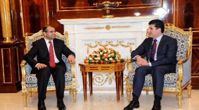 السيد الرئيس مع رئيس حكومة اقليم كردستان السيد نيجيرفان بارزاني 2-10-2014